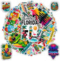 100 PCS Florida Travel Stickers Pack, Vinyl Waterproof Decals of Beaches Palm Trees Oranges State Icons and City Skylines, Gift for Kids Teens Adults Laptop Water Bottle Scrapbook Luggage Car