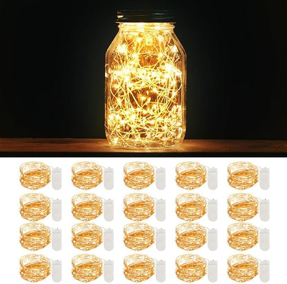MUMUXI 20 Pack 3.3ft Fairy String Lights Battery Operated, Mini LEDs for Party Wedding Centerpiece Decorations, Crafts, Mason Jar Firefly Lights, Warm White