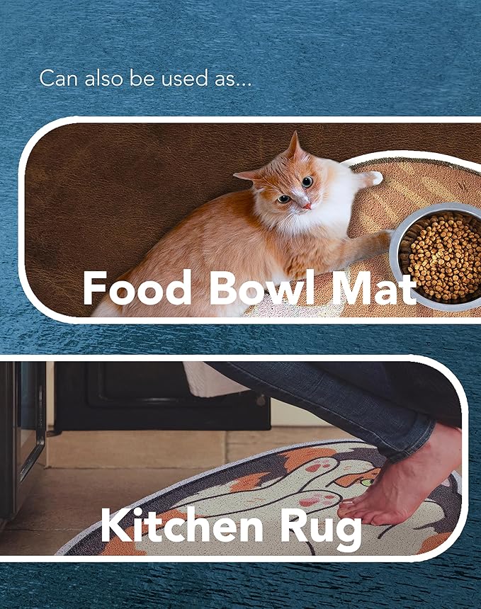 Lukamoo® Cute Cat Litter Mat (30’’x20’’), Large/L, for Kitty Litter & Cute Cat Litter Box, Litter Trapping Mat (Orange Tabby)-Mewly Pet