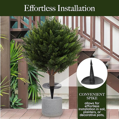 15.7 inch Height Set of Two Artificial Cypress Topiary – Breathe Life & Lushness into Any Space – Lifelike – UV-Resistant Great for Indoors & Outdoor - Easy to Install – Fade-Proof