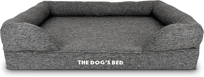 The Dog’s Bed, Large Grey Linen 36x27, Memory Foam, Pain Relief: Arthritis, Hip & Elbow Dysplasia, Post Surgery, Lameness, Supportive, Calming, Waterproof Washable Cover, Veterinary Approved-Mewly Pet