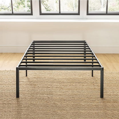 Best Price Mattress 16 Inch Metal Platform Bed Frame, Heavy Duty Steel Slats, Black, Twin