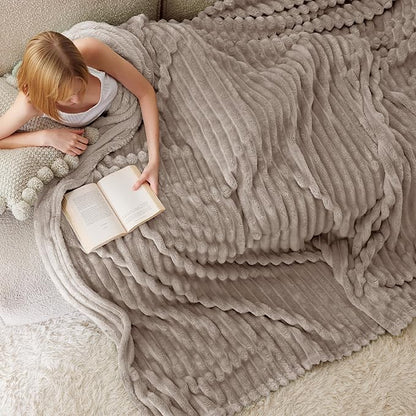 Bedsure GentleSoft Mocha Meringue Fleece Blanket for Couch - Cozy Soft Blankets for Women, Cute Small Throws for Girls, 90x90 Inches