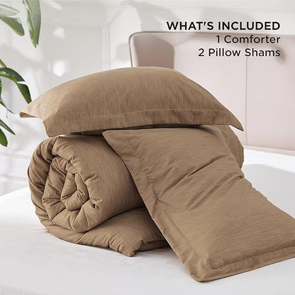 Bedsure Full Comforter Set - Brown Soft Bedding for All Seasons, Cationic Dyed Bed Set, 3 Pieces, 1 Full Size Comforter (82"x86") and 2 Pillow Shams (20"x26"+2")
