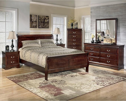 Signature Design by Ashley Alisdair Traditional 6-Drawer Dresser and Mirror with Safety Stop, Dark Brown