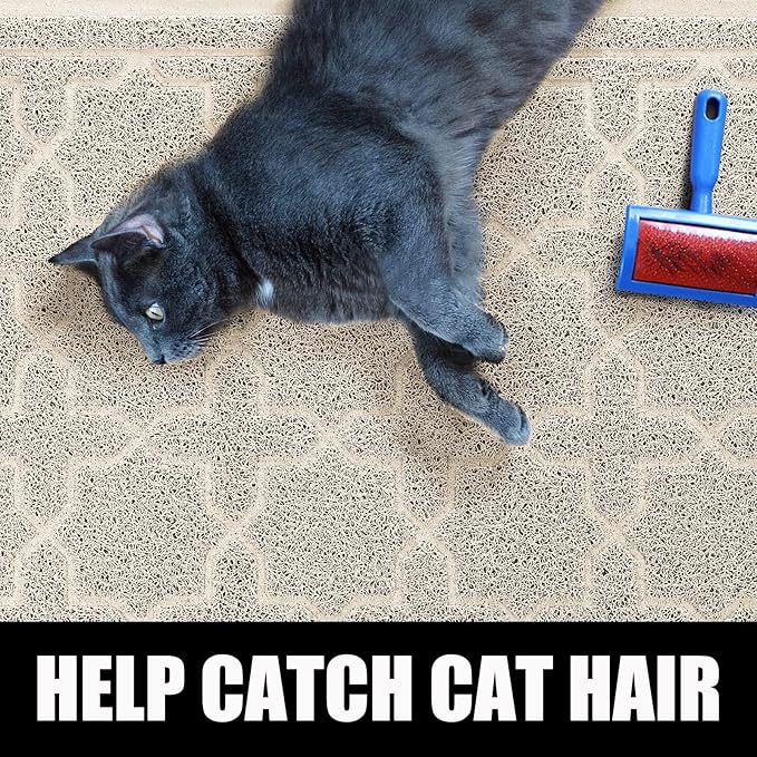 Yimobra Cat Litter Mat, 24"x20" Litter Mat with Litter Lock Mesh, Soft Cat Litter Mat Litter Trapping Mat, Easy to Clean, Non-Slip, Water Resistant, Litter Free Floors, Beige-Mewly Pet