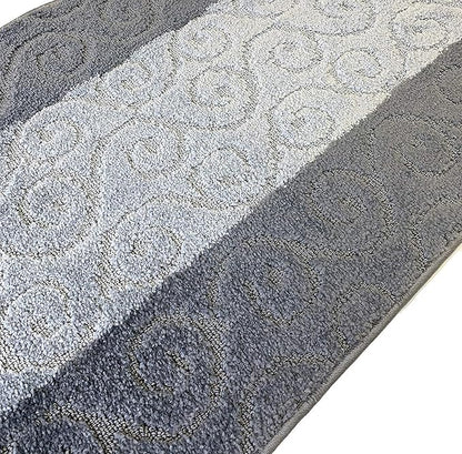 Custom Size Modern Runner Rug Carpet for Hallway Entryway Foyer Kitchen, Slip Resistant Latex Rubber Backed 31 inch Wide X Customized Length, Scroll Grey, 31 inch X 6 feet