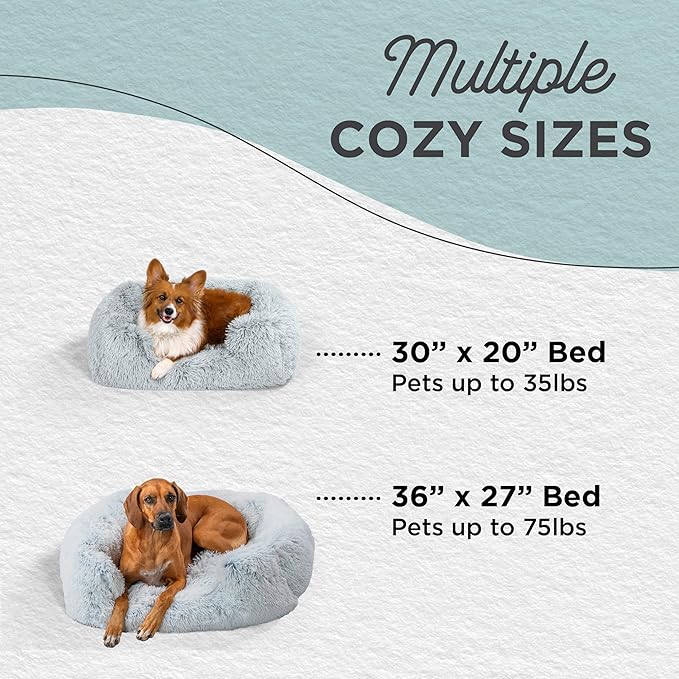 Best Friends by Sheri Shag Lounge Bed Calming Faux Fur Dog Bed, Frost, Large, 36" x 27"-Mewly Pet