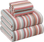 RUVANTI Flannel Sheets King Size - 100% Cotton Brushed King Size Sheets Set - Deep Pockets 16 Inches Bed Sheets - All Seasons Breathable & Extra Soft - Warm & Cozy, 4 Piece, Multi Chevron Stripe