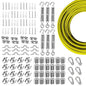 Globe String Light Suspension Kit, Outdoor Light Guide Wire, Vinyl Coated Stainless Steel Steel Cable，Include 300ft Transparent PVC and 304 Stainless Steel Wire Cable, Turnbuckle and Hooks