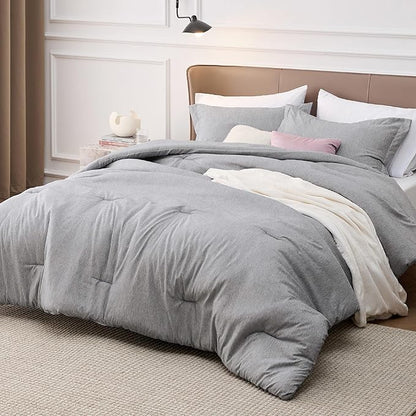 Bedsure Oversized Queen Comforter Set - Grey Soft Bedding for All Seasons, Cationic Dyed Bed Set, 3 Pieces, 1 Oversized Queen Size Comforter (98"x98") and 2 Pillow Shams (20"x26"+2")
