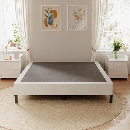 King Box Spring, 7 Inch King Size Box Spring Only, 3000 lbs Heavy Duty Metal Frame Mattress Foundation with Fabric Cover, Easy Assembly-Noise Free