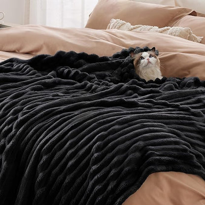 Bedsure GentleSoft Black Fleece Blanket for Couch - Cozy Soft Blankets for Women, Cute Small Throws for Girls, 50x70 Inches