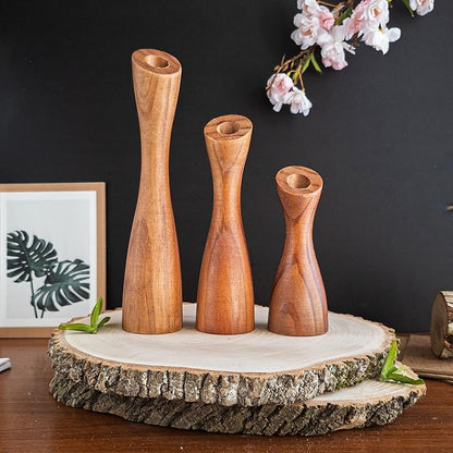 OLEEK wooden taper candle holders - wood taper candle holders for Table Centerpiece - wood candlestick holders (9", 8", 6") - wooden candlestick holder for 7/8" candle stick candlesticks holders woods