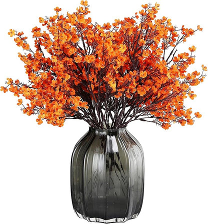 JAKY-Global Babys Breath Orange Silk Artificial Flowers 6 Bundle European Fake Silk Plants Decor Wedding Party Farmhouse Decoration Bouquets Real Touch DIY Home Garden (Orange 6pcs)