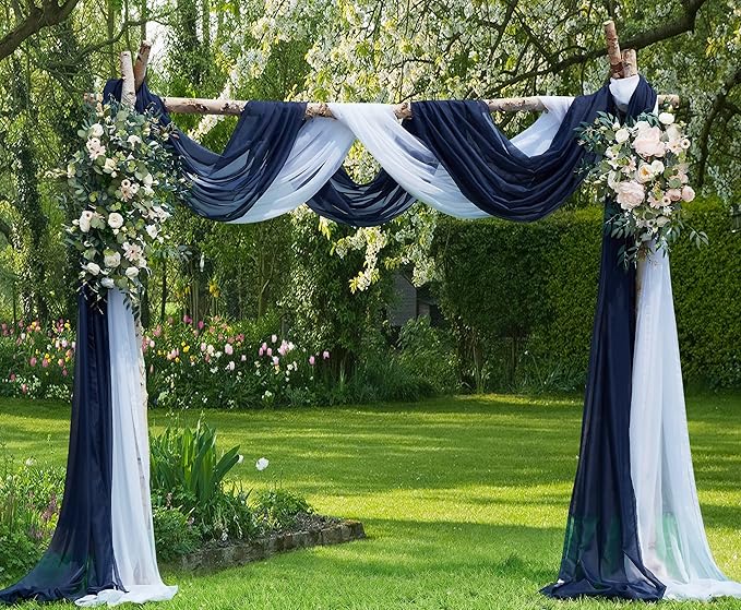 Warm Home Designs Standard Length Navy Blue Sheer Window Scarf. Valance Scarves are 54 X 144 Inches. Great As Wedding Arch Draping Fabric, Bed Canopy Or for Decorative Project. AM Navy 144"