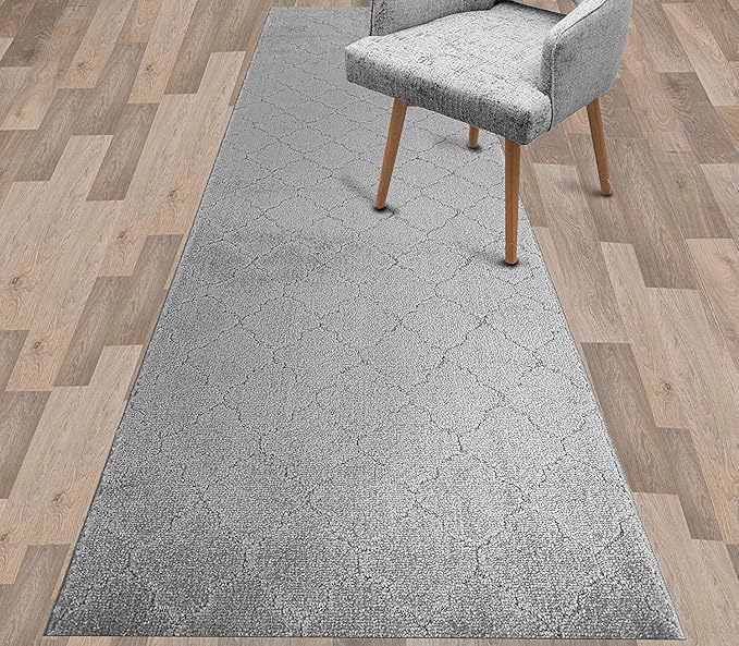 Custom Cut Non-Slip Runner Rug – 31" by 8 ft – Gripping Rubber Back – Cloud Grey – Perfect for Wide Hallways