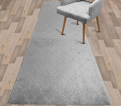 Custom Cut Non-Slip Runner Rug – 31" by 8 ft – Gripping Rubber Back – Cloud Grey – Perfect for Wide Hallways