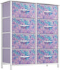 YITAHOME Fabric Dresser Drawer, Tall Storage Dresser with 8 Drawers, Chest of Drawers, Storage Drawer Organizer for Closet, Living Room, Closets (Tie-dye Purple)