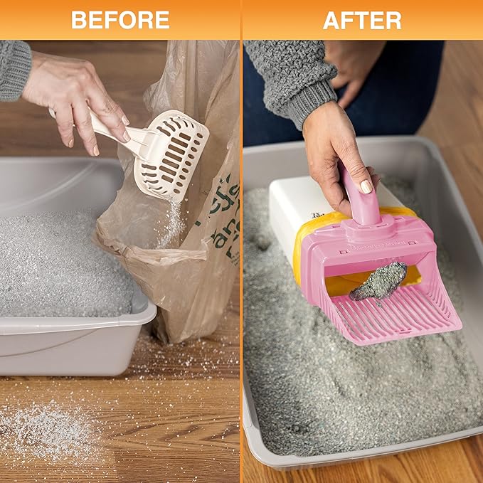 Neater Pet Brands Neater Scooper XL Cat Litter Scoop, 15 Refill Bags – Extra-Large Capacity Mess-Free Cat Litter Scooper with Bag for Large & Multiple Cats, Spill-Proof Litter Box Scooper with Holder-Mewly Pet