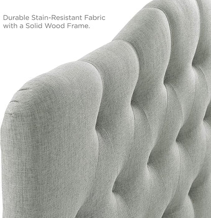 Modway Annabel Tufted Button Linen Fabric Upholstered Queen Headboard in Gray