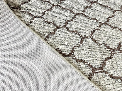 Custom Size Modern Runner Rug Carpet for Hallway Entryway Foyer Kitchen, Slip Resistant Latex Rubber Backed 31 inch Wide X Customized Length, Trellis Beige, 31 inch X 21 feet
