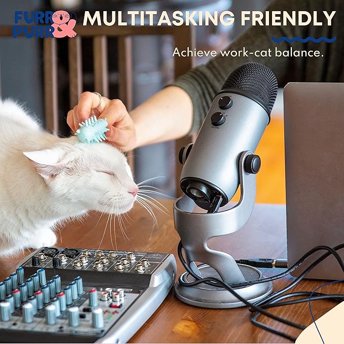 Furr&Purr Cat Brush, Made in the USA, Face Massager, Face Scratcher, Calming Care Comb for Cats, Indoor Cats (1-Pack)-Mewly Pet