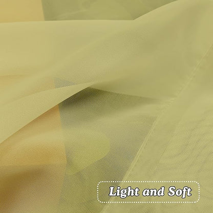 OVZME Mustard Yellow Sheer Curtains 45 Inches Long 2 Panels, Light Filtering Sheer Curtains for Bedroom, Elegant Airy Draperies for Living Room Nursery Room, Dual Rod Pocket, Each 42Wx 45L