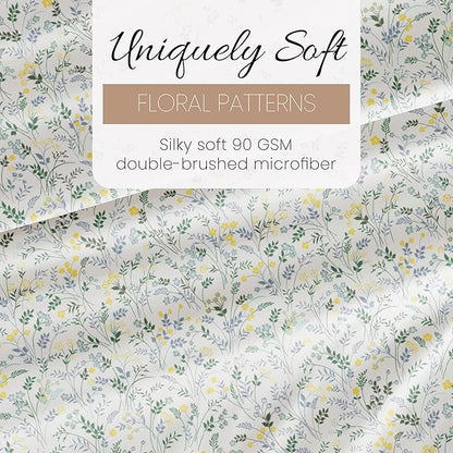Linen Market Double-Brushed Patterned Microfiber California King Sheet Set 4 Piece – Oeko-TEX Certified Ultra Soft & Wrinkle-Free - 16" Deep Pocket Sheets Easy Care Cal-King Size - Wildflower Blue