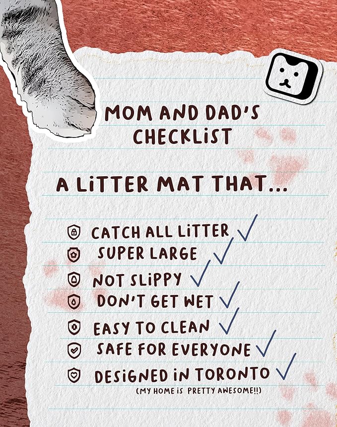 Lukamoo® Cute Cat Litter Mat (30’’x20’’), Large/L, for Kitty Litter & Cute Cat Litter Box, Litter Trapping Mat (Tuxedo)-Mewly Pet