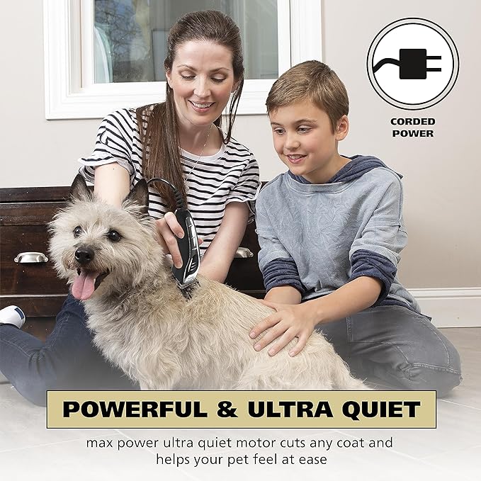 Wahl USA Quiet Pro Corded Dog Clippers for Grooming - Heavy Duty Compact Electric Dog Grooming Kit Hair Clippers for Dogs Cats Pets- Model 9181-Mewly Pet