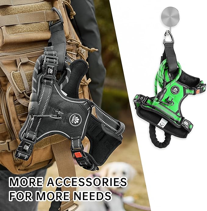 NESTROAD Dog Harness, Adjustable Oxford Harness with Leash, Reflective No-Choke Pet Vest with Easy Control Handle (M, Fluorescent Green)-Mewly Pet