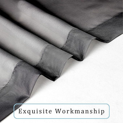 OWENIE Short Sheer Curtains 24 Inches Long 2 Panels for Bathroom Window, Rod Pocket Light Filtering Sheer Tier Curtains for Small Kitchen Laundry Room, RV, Camper Travel Trailers, 42 W x 24 L, Black