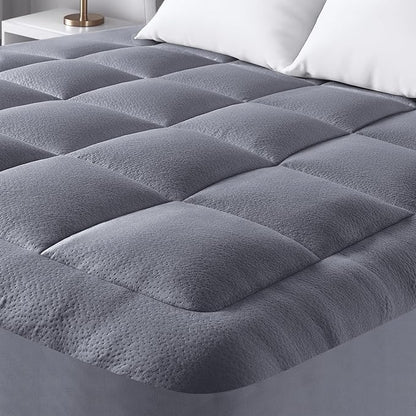Ultra Soft Full Size Mattress Topper - Viscose Made from Bamboo Pillow Top Mattress Pad for Back Pain Relief - Naturally Cooling for Hot Sleepers, Gray