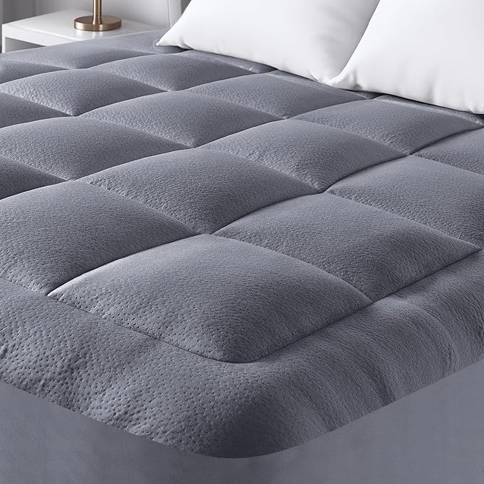 Ultra Soft Twin Size Mattress Topper - Viscose Made from Bamboo Pillow Top Mattress Pad for Back Pain Relief - Naturally Cooling for Hot Sleepers, Gray