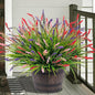 Artificial Faux Plants Flowers for Outdoor Decorations, Fake Monkey Grass for Outside Porch Patio, No Fade Realistic Greenery Plant, UV Resistant Artificial Bush Shrubs for Courtyard Window Garden