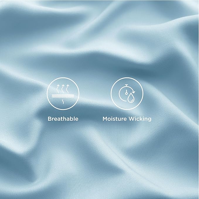 Bedsure Cooling Sheets Twin XL, Rayon Derived from Bamboo, Breathable & Soft Twin XL Sheet Sets, Deep Pocket Up to 16 Inches, Hotel Luxury Silky Dorm Bedding for Hot Sleepers, Aqua