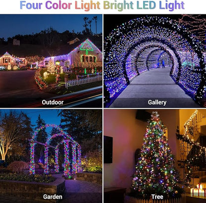 Quntis 82ft 1000 LED Cluster Christmas Lights - Dark Green Wire Christmas Tree Lights - 8 Modes Outdoor Waterproof Christmas String Lights Plug in for Holiday Wedding Party Home Decor, Multicolor