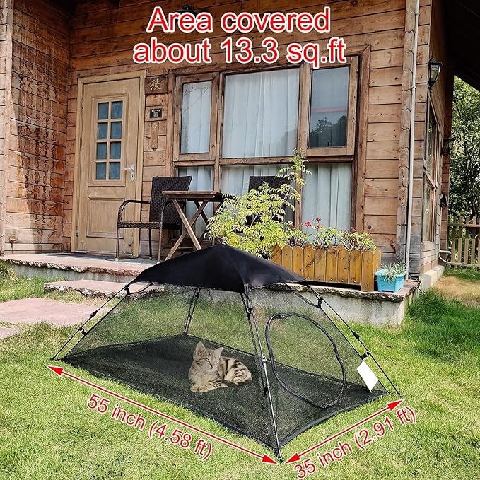 AICHIFAN Mini Cat Tent for Outside Playpen Pop Up Indoor Pet Cat Enclosures Portable Sunshade and Anti-UV Cat Playhouse for SUV Pickup Truck (Play Tents for Cats and Small Animals) - Outside Habitat-Mewly Pet