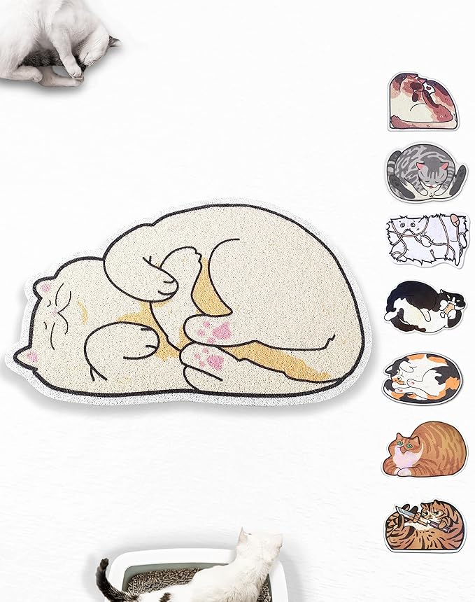 Lukamoo® Cute Cat Litter Mat (30’’x20’’), Large/L, for Kitty Litter & Cute Cat Litter Box-Mewly Pet