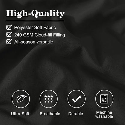 Monbix King Size Comforter Set - 7 Pieces Bed in a Bag King, Black Bedding Sets with Comforter, All Seasons Down Alternative Comforter Bed Set with Sheets, Pillowcases & Shams