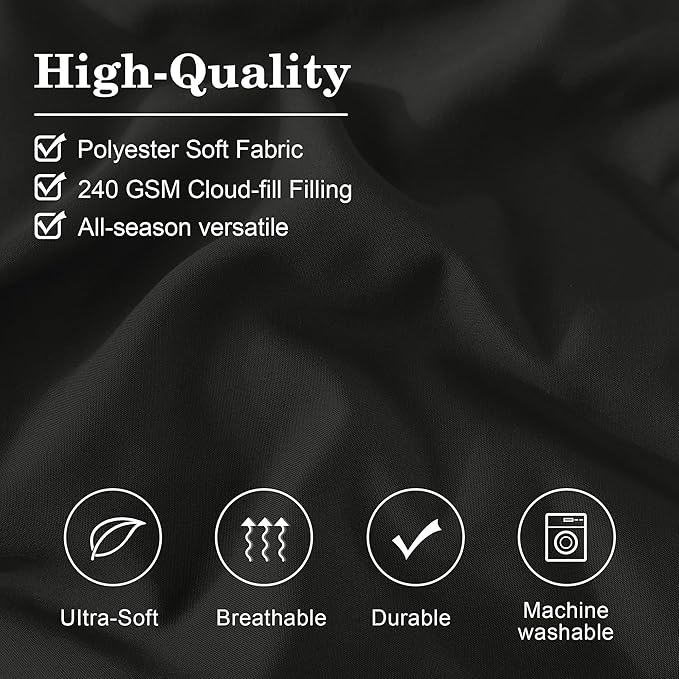 Monbix Full Comforter Set - 7 Pieces Black Bed in a Bag Full Size Bedding Sets with Comforters, All Seasons Down Alternative Comforter with Sheets,Pillowcases & Shams