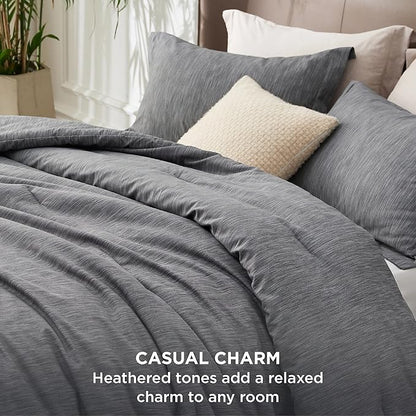 Bedsure Full Comforter Set - Charcoal Grey Soft Bedding for All Seasons, Cationic Dyed Bed Set, 3 Pieces, 1 Full Size Comforter (82"x86") and 2 Pillow Shams (20"x26"+2")