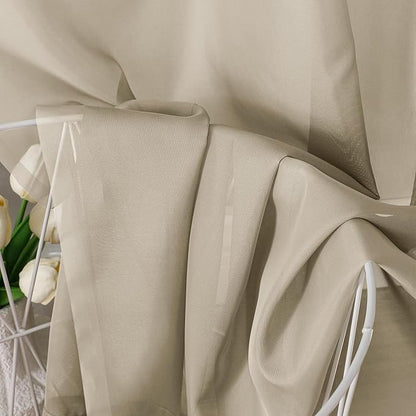 OVZME Taupe Sheer Curtains 63 Inches Long 2 Panels - Soft Light Filtering Window Sheer Panels for Living Room/Bedroom, Top Dual Rod Pocket, 1 Pair, Each 42Wx63L Inches