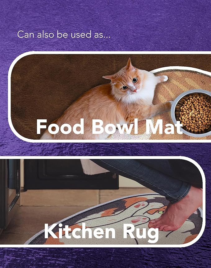 Lukamoo® Cute Cat Litter Mat (30’’x20’’), Large/L, for Kitty Litter & Cute Cat Litter Box, Litter Trapping Mat (Pointed, Cornered)-Mewly Pet