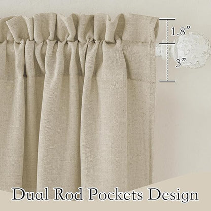 RYB HOME Semi Sheer Curtains 102 inches Long, Breathable Light Filtration Half Privacy Window Curtains & Drapes for Bedroom Living Room, Beige, W 52 x L 102 inches, 2 Panels Set