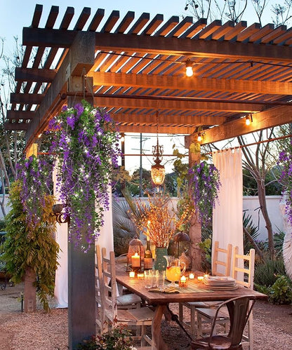 Artificial Hanging Plants with Lights Fake Monkey Plants Wall Decor Fake Outdoor Hanging Plants Hanging plants for Room Wedding Proch Yard Outdoor Home Wall Kitchen Bathroom Indoor Decoration(Purple)