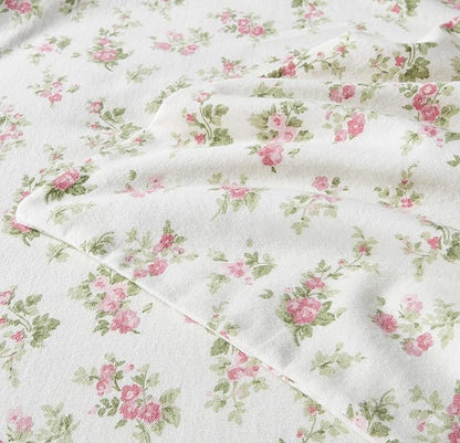 Laura Ashley Flannel Sheet Set, Audrey Pink, Queen (201592)