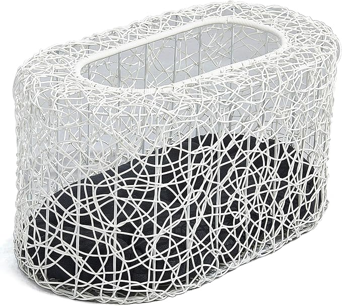 D+GARDEN Fun Stackable White Cat Condo for Indoor Cats - Interactive Play Rattan Modern Cat House for Indoor Cats Kitty, Pet Friendly Top/Side House Entry, Cat Bed Enclosed-Mewly Pet