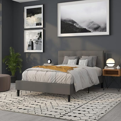Flash Furniture Lennox Tufted Upholstered Full Size Headboard in Gray Vinyl